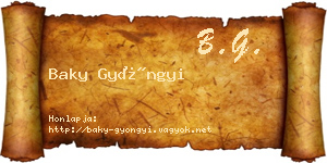 Baky Gyöngyi névjegykártya