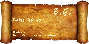 Baky Gyöngyi névjegykártya